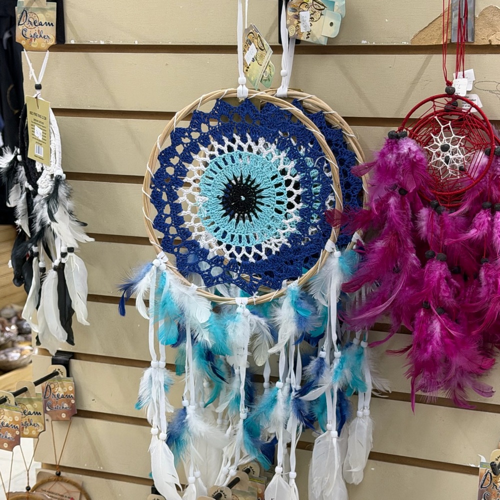 Blue & Teal Crochet Dreamcatcher with Feathers
